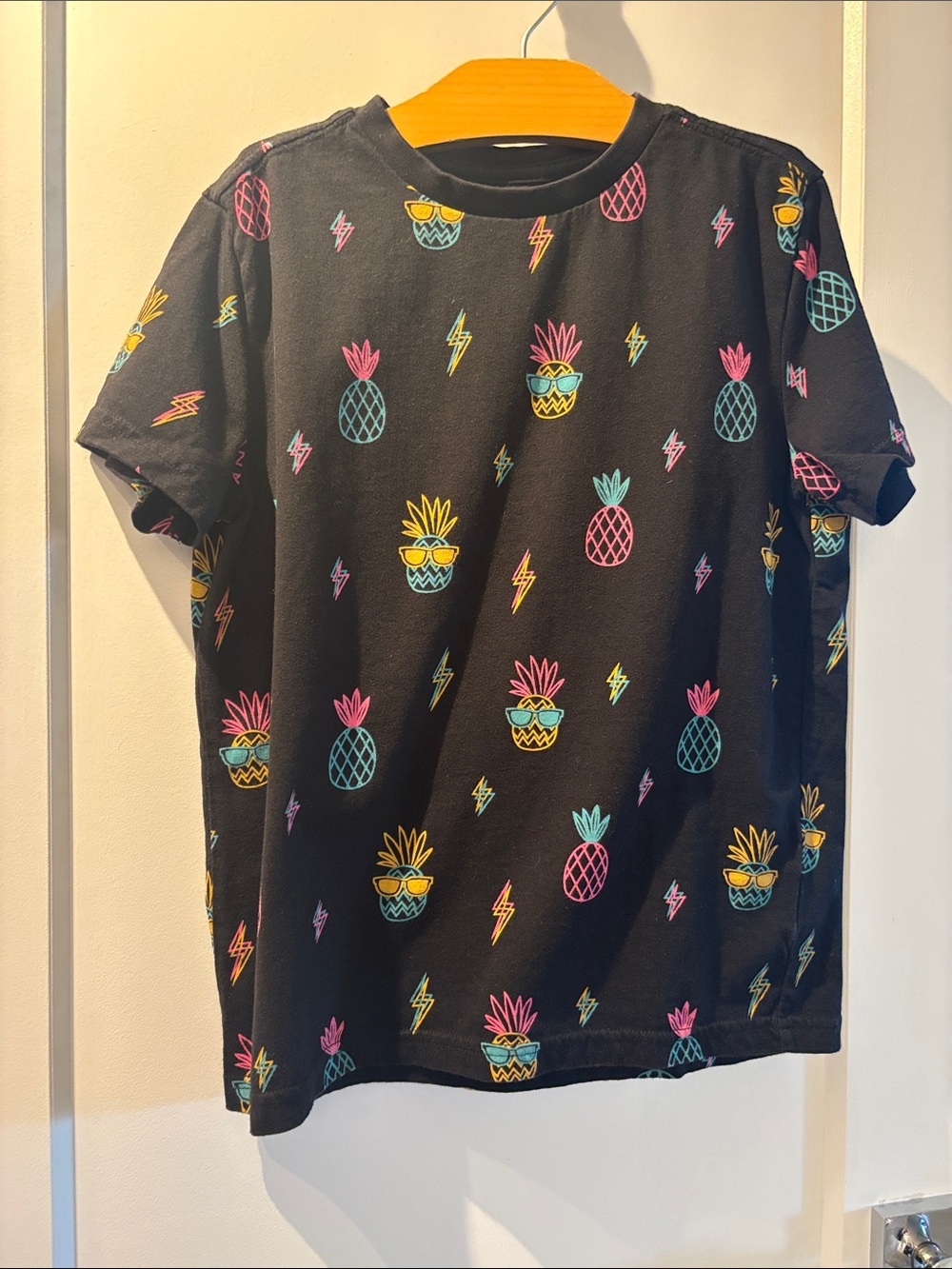 Kids Black Pineapple Graphic Short Sleeve Tee